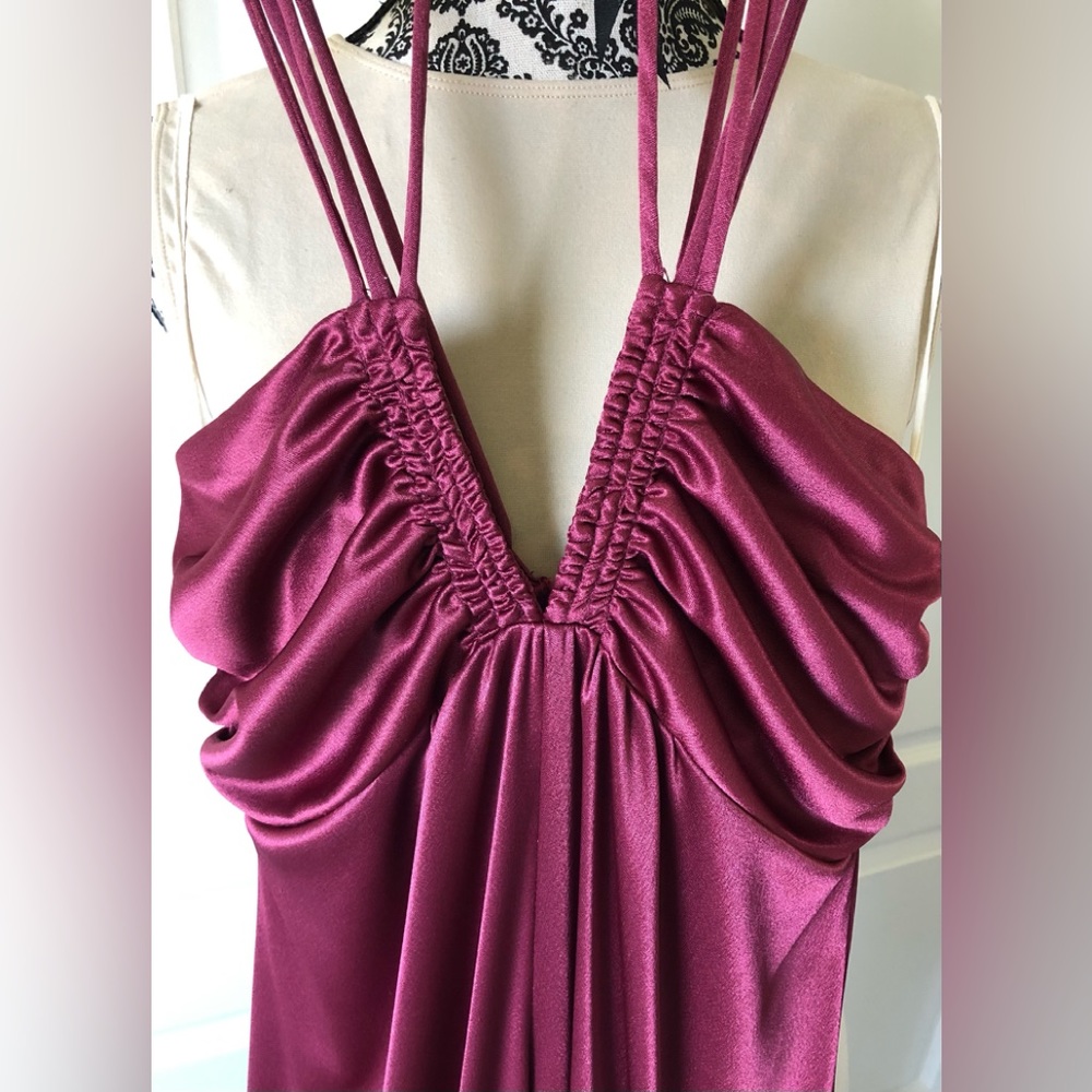 Boston Proper 70smaxi Scheared halter Bandeau Shimmeing raspberry maxi size XS/S